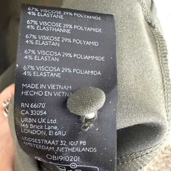 Anthropologie Cecily Dress XS Olive Green Button Front Fit Flare Midi Cap Sleeve - Picture 13 of 13